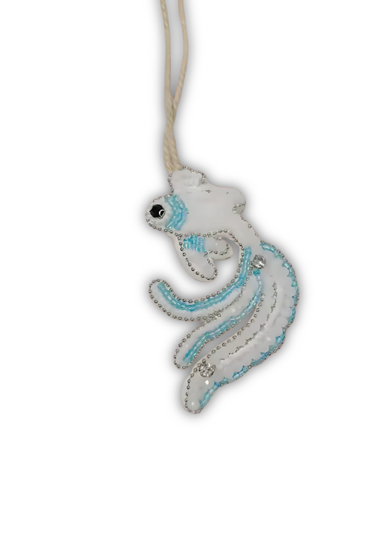 White & Blue Fish Charm