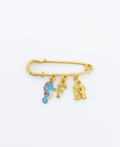 Blue Seahorse Double Initial Pin